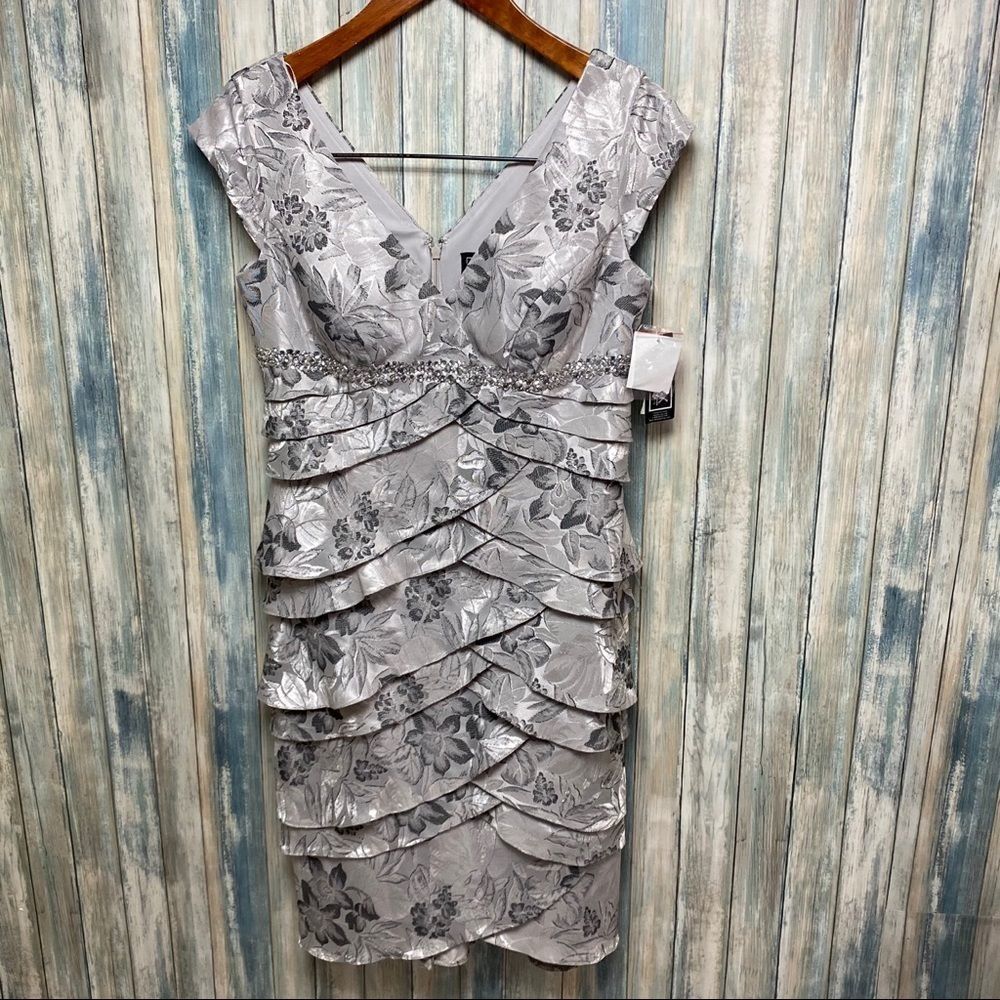 Alex Evenings Dress sz 8 Floral Foil Print  # W85